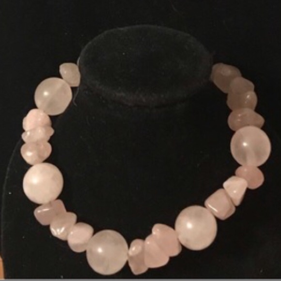 Semiprecious Stone Rose Quartz Crystal Bracelet 8”L Silver Tone Clasp EVC - Picture 7 of 7